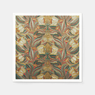 William Morris Style Pink Green Botanical Napkin