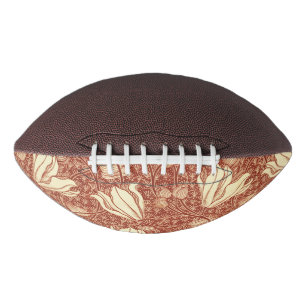 William Morris Style Red Lily Floral Pattern American Football