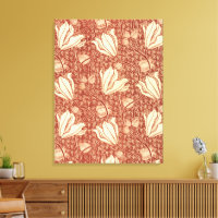 William Morris Style Red Lily Floral Pattern