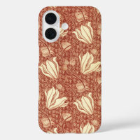 William Morris Style Red Lily Floral Pattern