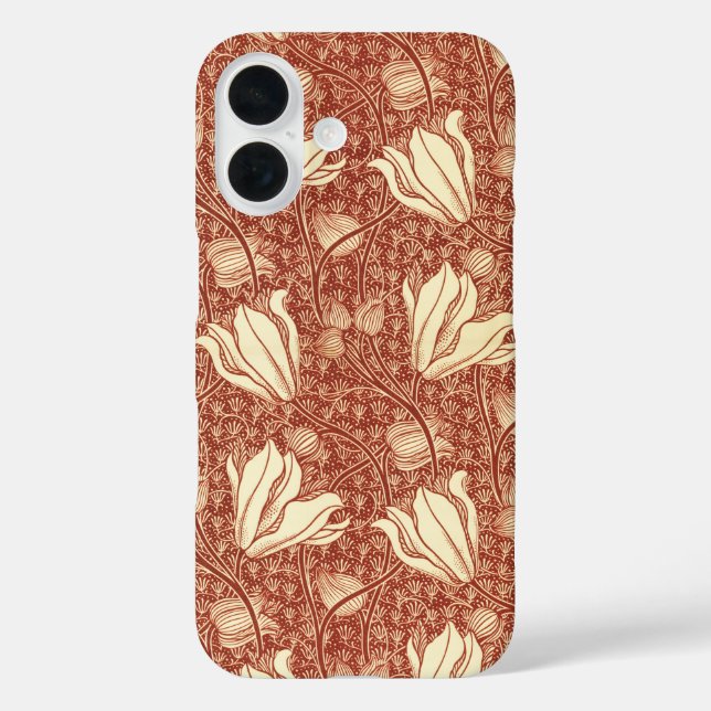 William Morris Style Red Lily Floral Pattern Case-Mate iPhone Case (Back)