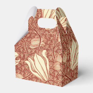 William Morris Style Red Lily Floral Pattern Favour Box