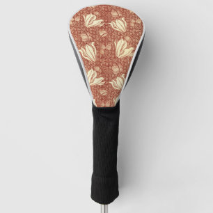 William Morris Style Red Lily Floral Pattern Golf Head Cover