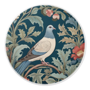 William Morris style Right facing Pigeon Bird Ceramic Knob