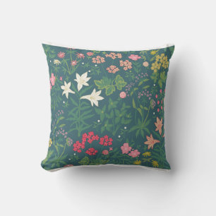 William Morris Style Spring Garden Floral Pattern Cushion