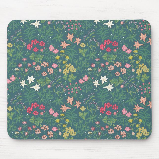 William Morris Style Spring Garden Floral Pattern  Mouse Mat (Front)
