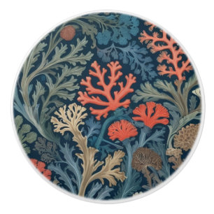 William Morris style Underwater Sea Ocean Coral Ceramic Knob