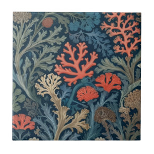 William Morris style Underwater Sea Ocean Coral Tile