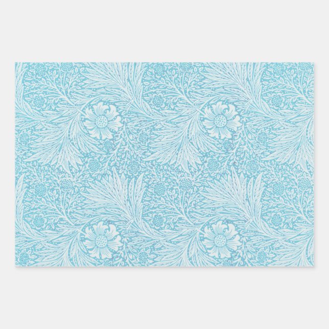 William Morris Style Vintage Blue Wrapping Paper (Front)