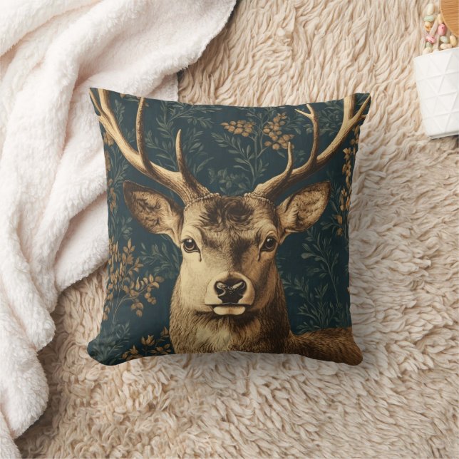 William Morris Style Vintage Deer  Cushion (Blanket)