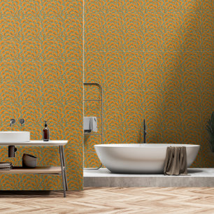 William Morris style Vintage Green Orang Wallpaper