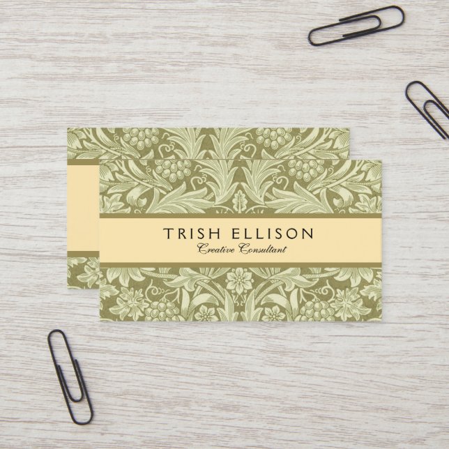 William Morris Sunflower Green Flower  Business Card (Front/Back In Situ)