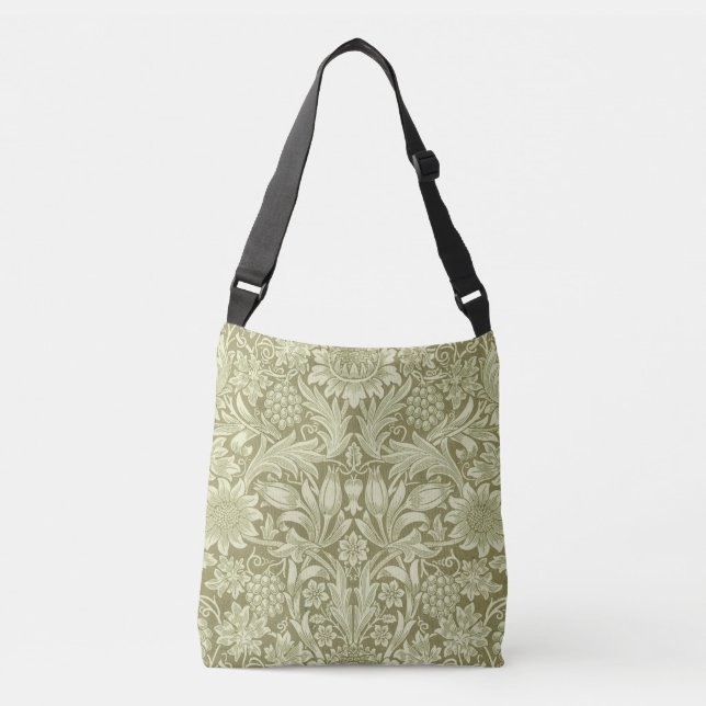 William Morris Sunflower Green Flower  Crossbody Bag (Front)