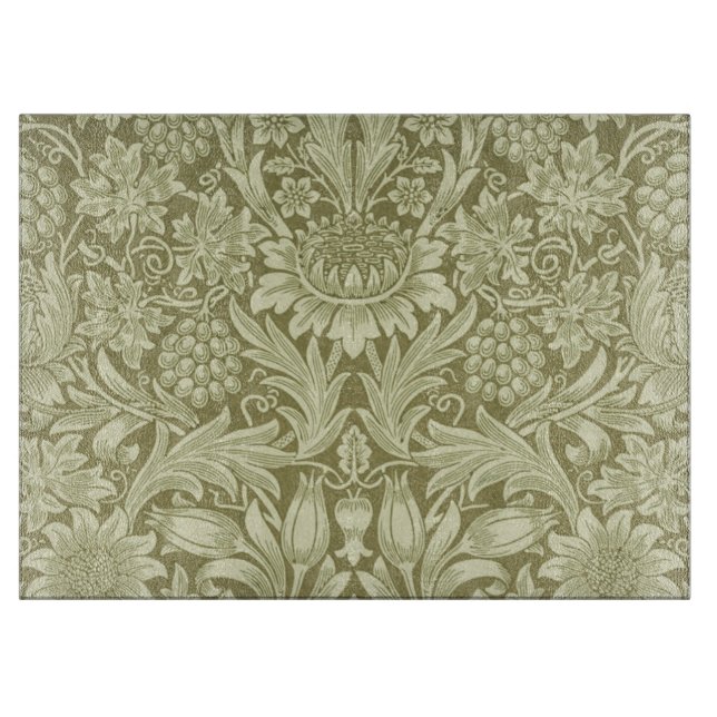 William Morris Sunflower Green Flower  Cutting Board (Front)