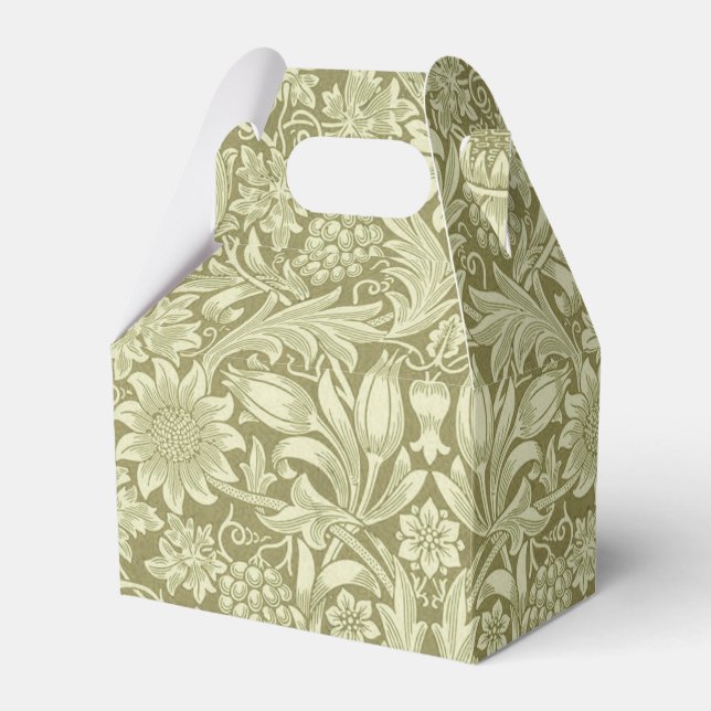 William Morris Sunflower Green Flower  Favour Box (Front Side)