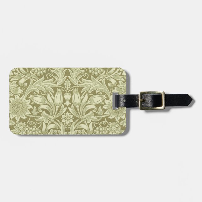 William Morris Sunflower Green Flower  Luggage Tag (Front Horizontal)