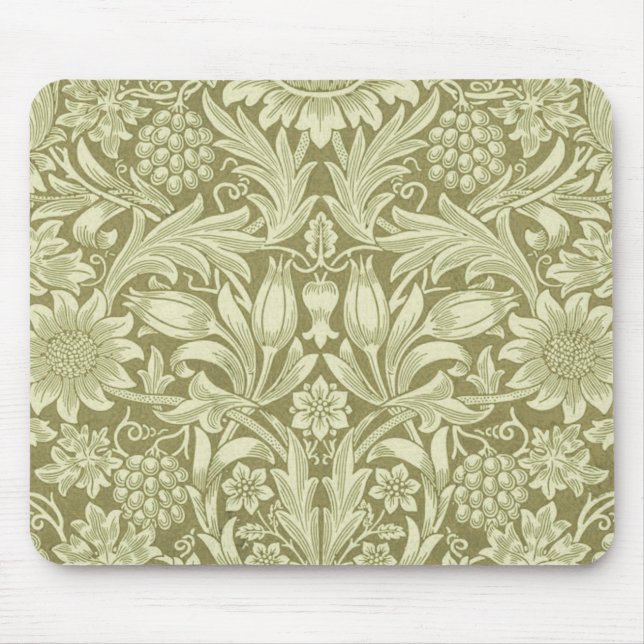 William Morris Sunflower Green Flower  Mouse Mat (Front)