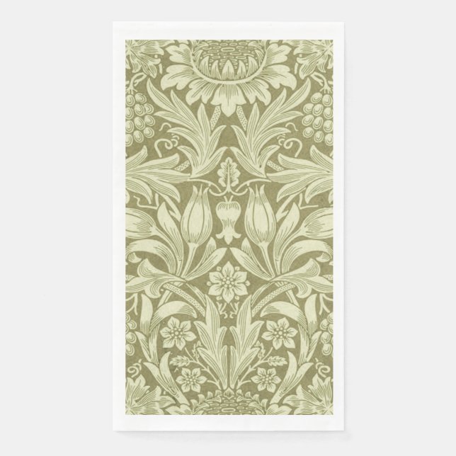 William Morris Sunflower Green Flower  Napkin (Front)