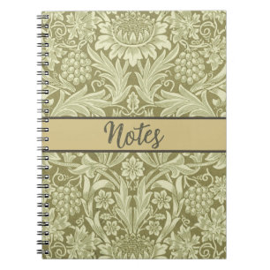 William Morris Sunflower Green Flower  Notebook