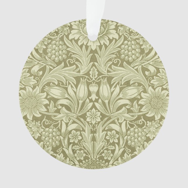 William Morris Sunflower Green Flower  Ornament (Front)