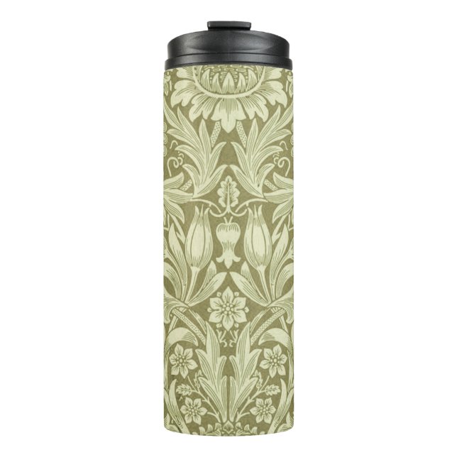 William Morris Sunflower Green Flower  Thermal Tumbler (Front)