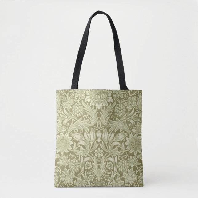 William Morris Sunflower Green Flower  Tote Bag (Front)