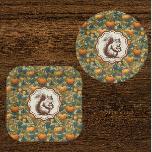 William Morris Sunflower Squirrel Paper Plate