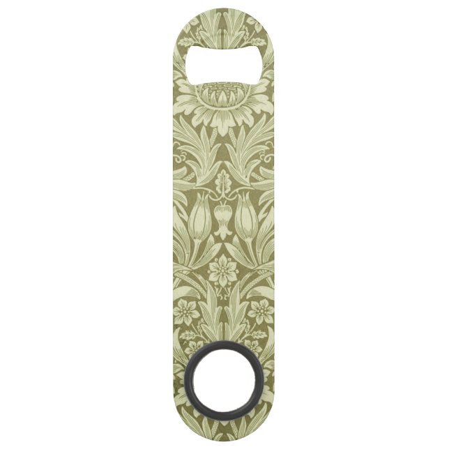 William Morris Sunflower Vintage Olive Damask (Front)