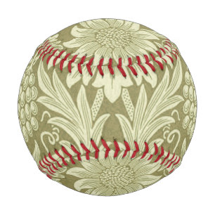 William Morris Sunflower Vintage Olive Damask Baseball