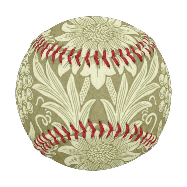 William Morris Sunflower Vintage Olive Damask Baseball (Front)