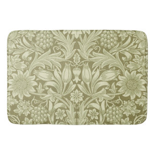 William Morris Sunflower Vintage Olive Damask Bath Mat