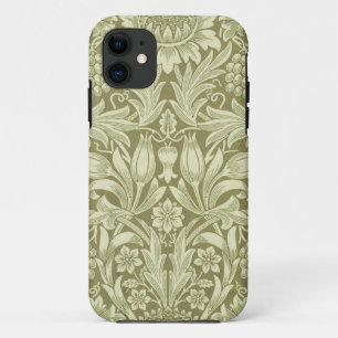 William Morris Sunflower Vintage Olive Damask iPhone 11 Case