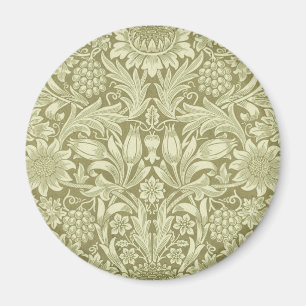 William Morris Sunflower Vintage Olive Damask Magnet