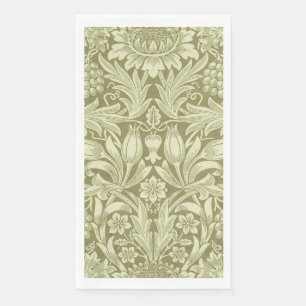 William Morris Sunflower Vintage Olive Damask Napkin