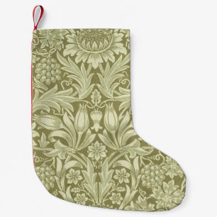 William Morris Sunflower Vintage Olive Damask Small Christmas Stocking
