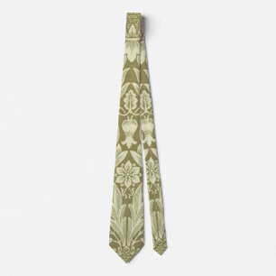 William Morris Sunflower Vintage Olive Damask Tie
