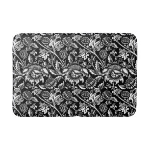 William Morris Sunflowers, Black and White Bath Mat