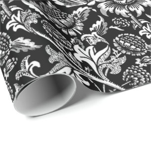 William Morris Sunflowers, Black and White Wrapping Paper
