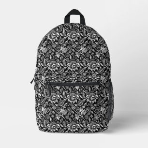 William Morris Sunflowers, Black, White and Grey Printed Backpack