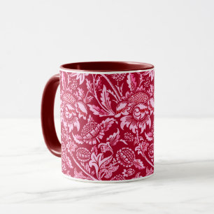 William Morris Sunflowers, Burgundy and Pink  Mug