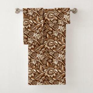 William Morris Sunflowers, Chocolate Brown & Beige Bath Towel Set