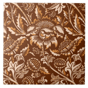 William Morris Sunflowers, Chocolate Brown & Beige Tile