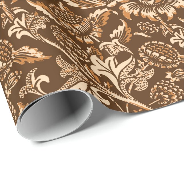 William Morris Sunflowers, Chocolate Brown & Beige Wrapping Paper (Roll Corner)