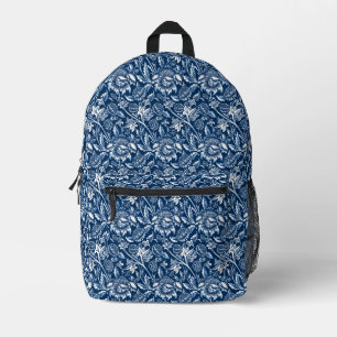 William Morris Sunflowers, Dark Blue and White Printed Backpack