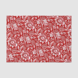 William Morris Sunflowers, Deep Red and White Tissue Paper