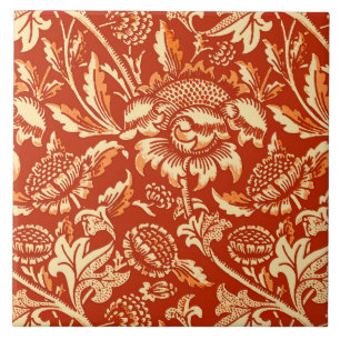 William Morris Sunflowers, Mandarin Orange Tile