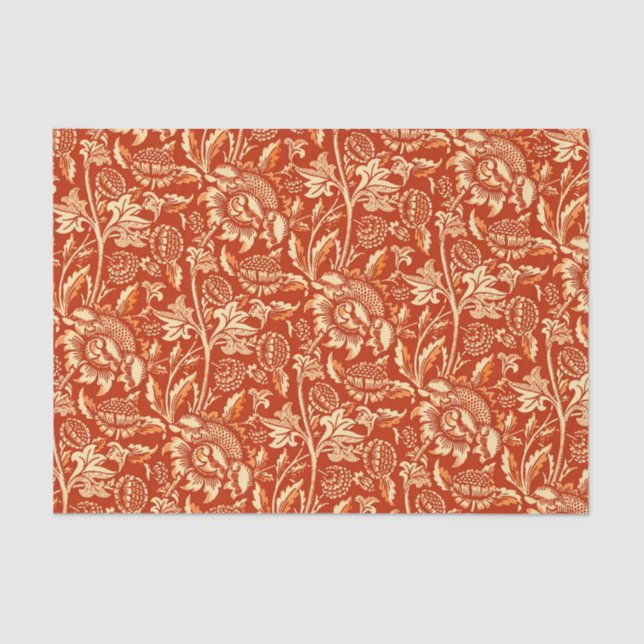 William Morris Sunflowers, Mandarin Orange Tissue Paper (Front)