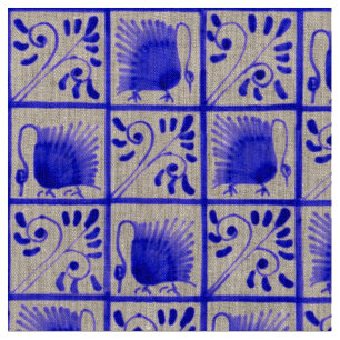 William Morris Swans vintage blue pattern medieval Fabric