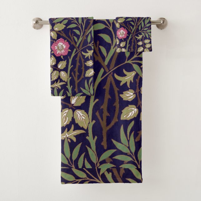 William Morris Sweet Briar Floral Art Nouveau Bath Towel Set (Insitu)