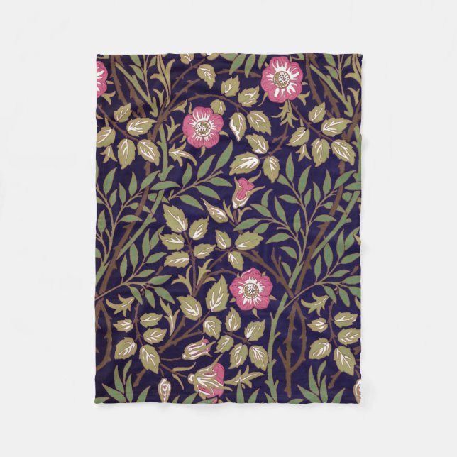 William Morris Sweet Briar Floral Art Nouveau Fleece Blanket (Front)